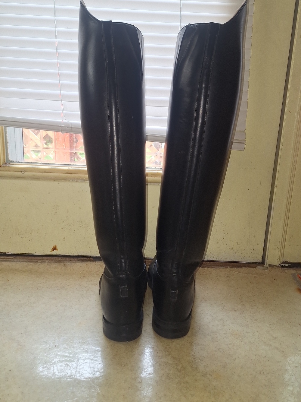 Men's Dehner Tall Black Leather Riding Boots, 9.5D, Women's Tall 11 - Picture 3 of 12